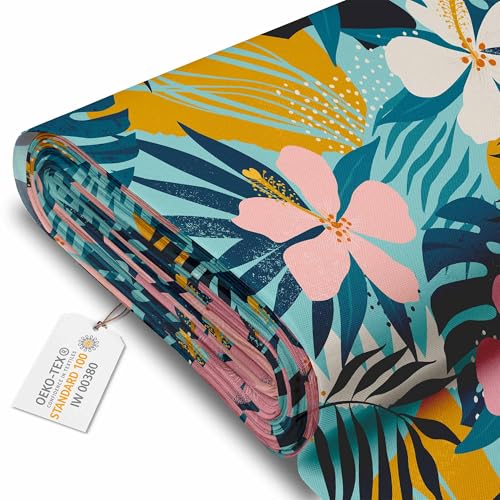 DreamRoots Tissu imperméable extérieur au metre 160 cm Largeur - Toile exterieure impermeable 100% de polyester 600D 220g/m - Tissus au metre ameublement...
