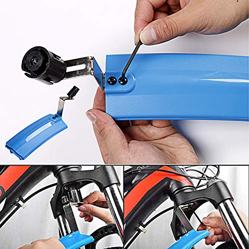 Bbrand Bike Fenders rain mud Tile All-Inclusive rainguard for Road Mountain Bicycle, Fenders Set 20-26 inch Retractable 5 Colors Optional (Blue)