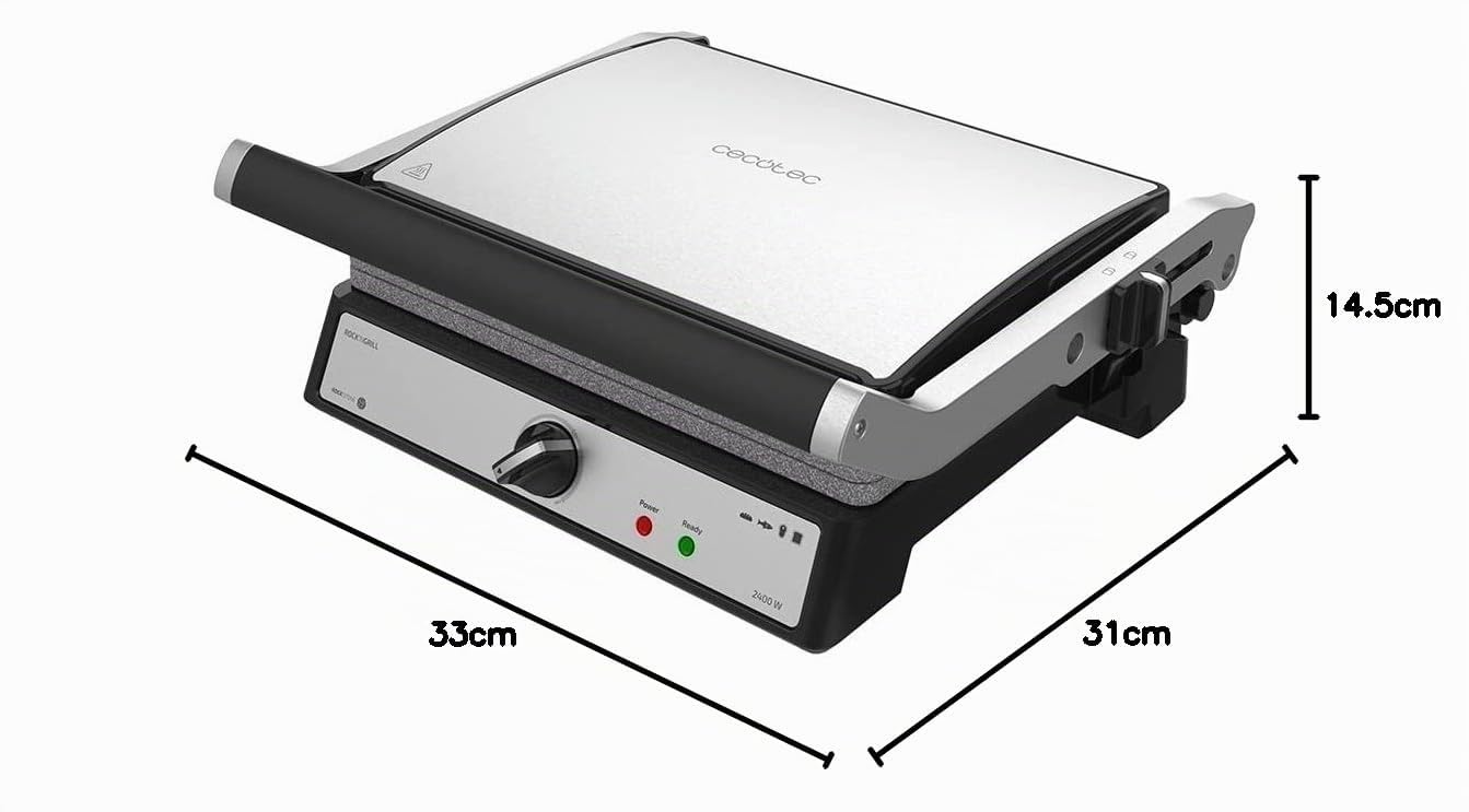 Cecotec Rock´n Grill 2400 Ultra Rapid 2400 W Rivestimento in pietra RockStone apertura 180º piastra superiore galleggiante