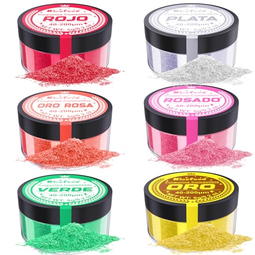 Purpurina Comestible - Kicofood Kit de 6 Colores para Postres, Colorante Alimentario Reposteria para Tartas, Oro Comestible Polvo para Fondant Colores, Donuts, Piruletas, Helados (5g C/U) Halloween