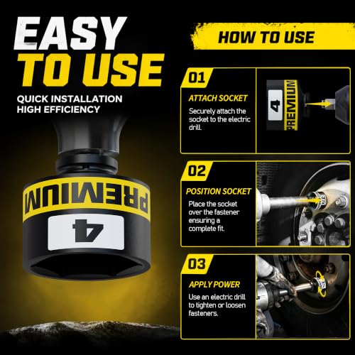 Image of 1 inch Drive Impact Socket Set, 3-1 /4 inch -4 inch Axle Nut Sockets, 6pcs Shallow Jumbo Sockets, SAE, 6 Point, Cr-V, Repair Tools for Installing and Removing Stubborn Spindle Nuts and Bolts