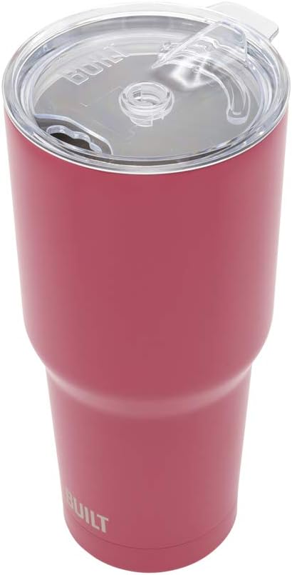 BUILT Double Walled Stainless Steel Tumbler Set with Replacement Lid, 2 Reusable Tritan Wire Straw Cleaning Brush in Gift Box, 30-ounces, Burgundy - Image 5