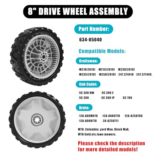 Sutmorly 634-05040 Lawn Mower Wheel Replacement for Craftsman Mowers - 8\" Front Wheels Compatible with Cub Cad et, Brute, MTD Gold, Columbia, Yard Man Self Propelled Walk-Behind Mower, 2 Pack