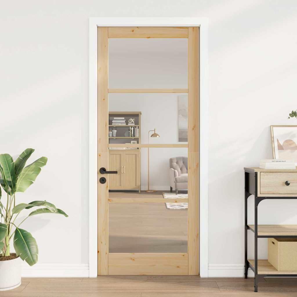 Porte intérieure avec verre ORKDAL 86x211x4 cm en bois massif de pin