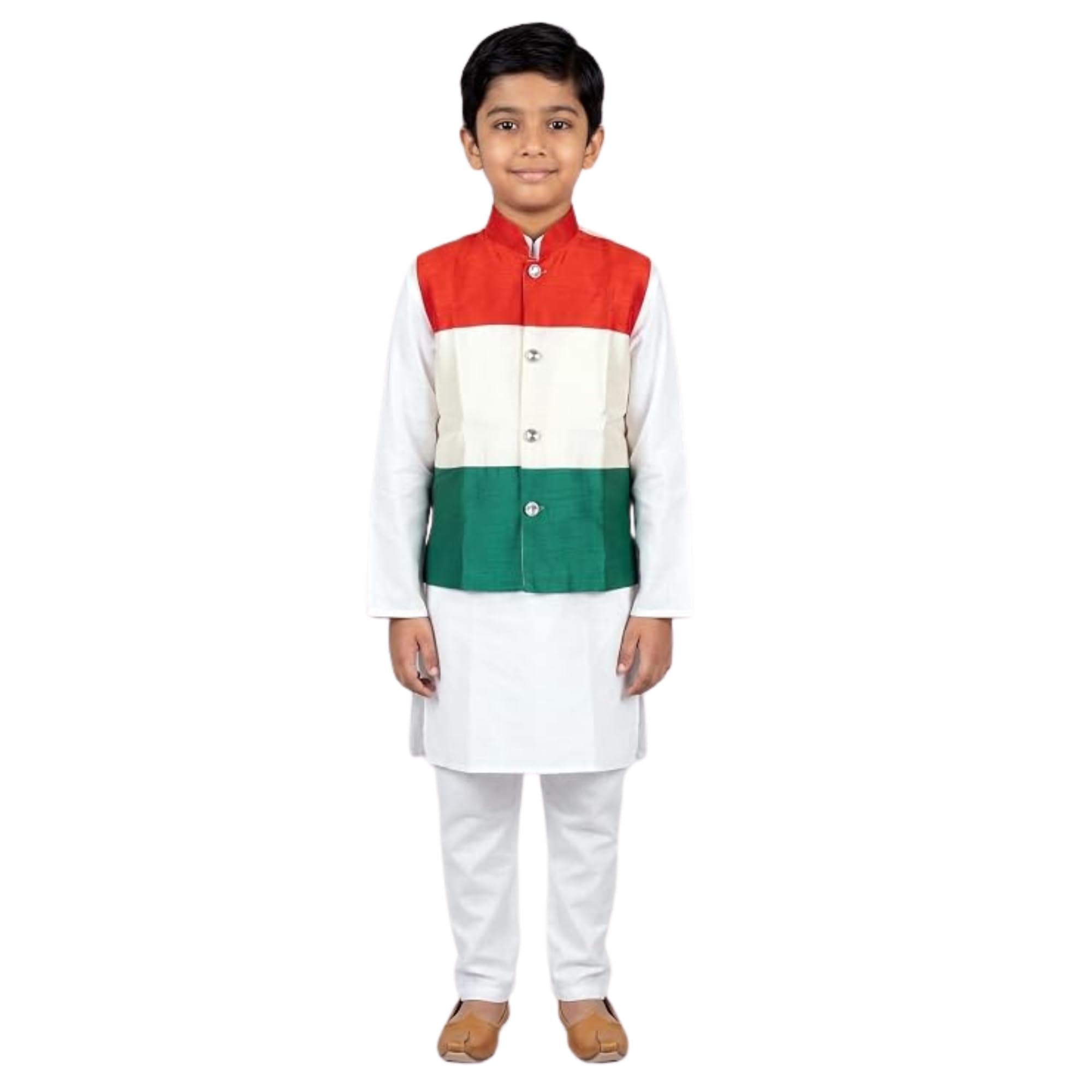 Tiranga Kids Jacket – Indian Flag for Boys & Girls, Soft Cotton Blend,Machine-Washable, Patriotic School Events & Republic/Independence Day Wear-image-0
