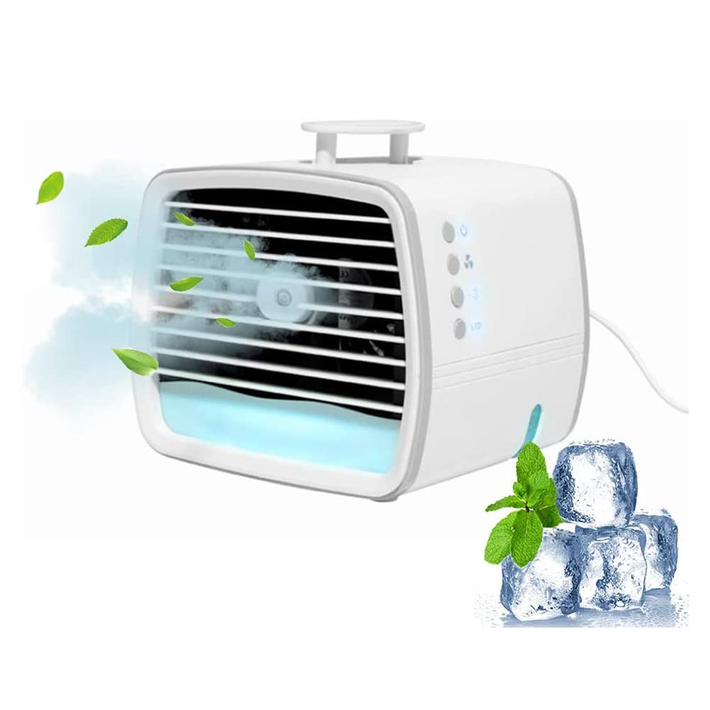 Personal Air Cooler, Conditioner Fan Cooler 3 Speeds Usb Rechargeable Fan With 7 Colors Light,Quite Personal Air Cooler Hu...