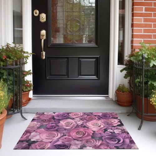 Tapis de sol salon rose violet 150x210 cm lavable et antidérapant