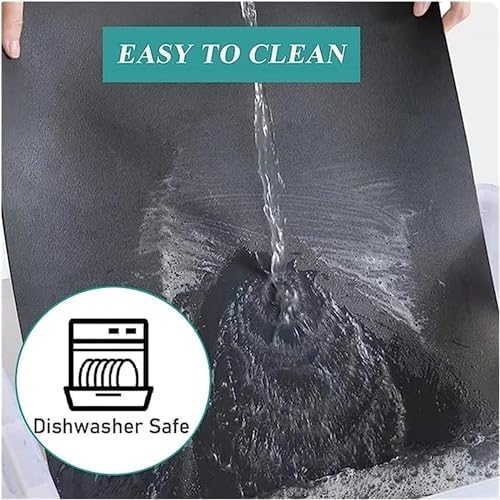 Absorbent Silver Kitchen Draining Mat, Coffee & Dish Drying Mat, Counter Protector, 40x50CM, Non-Slip, Quick-Dry, Perfect for Kitchen Organization