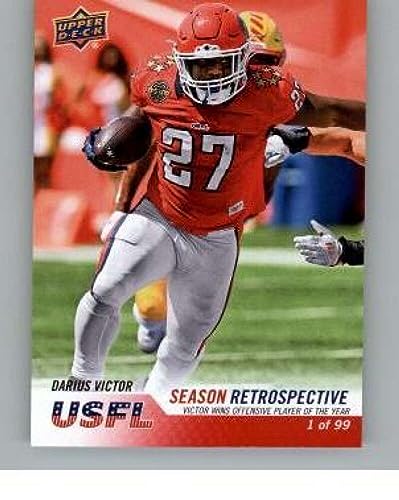 2023 Upper Deck USFL Red Football #29 Darius Victor New Jersey Generals Retrospective Season Highlights Only 99 Produced. Officially Licensed Trading Card from Box Set (Stock Photo Shown, Card from Box Set in Near Mint to Mint Condition)