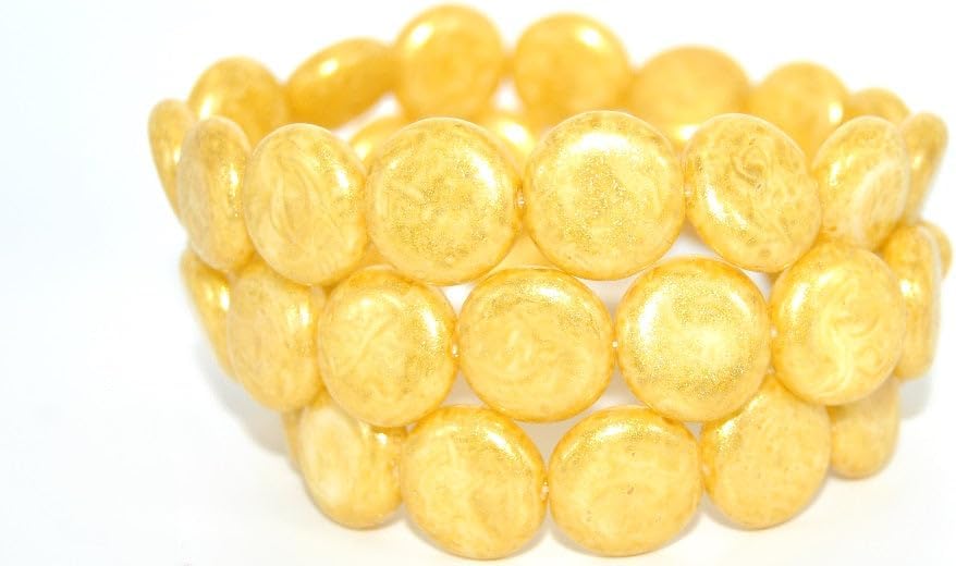 45 pcs Flat Round Coin Pressed Glass Beads, White 34302 (02010-34302), 15 x 5 mm, Glass, Czech Republic