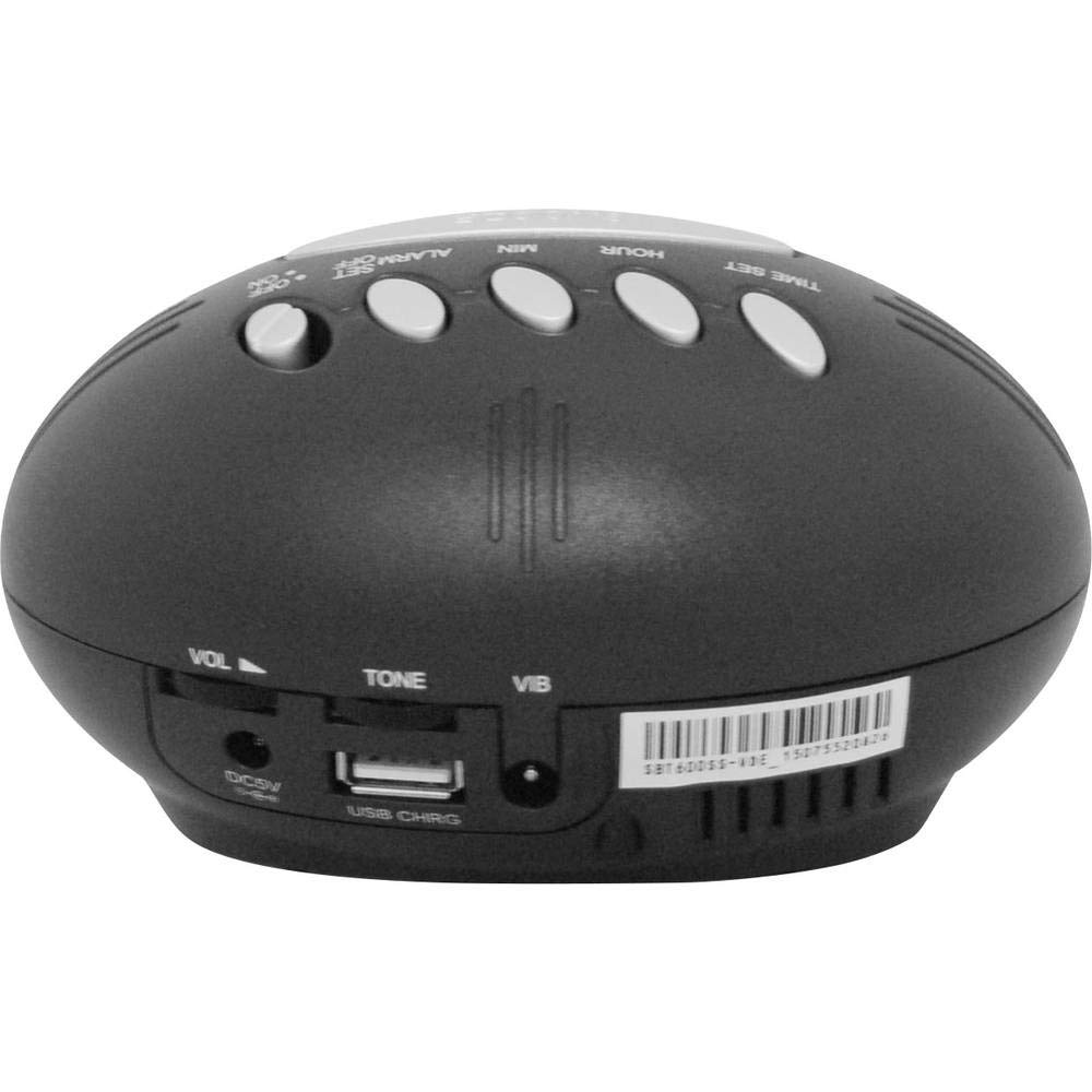 Geemarc SBT600 - Wecker für Hörgeschädigte, Taube und Langschläfer mit superlauter Alarmfunktion, Vibrationskissen und Schlummerfunktion - USB-Ladeanschluss - Version DE