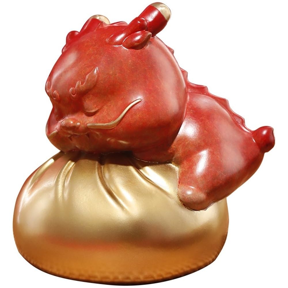 AFGFGHES Statue Creative Copper Dragon Year Ornaments Home Living Room Office Display Cabinet Desktop Auspicious Crafts Brass Figurine
