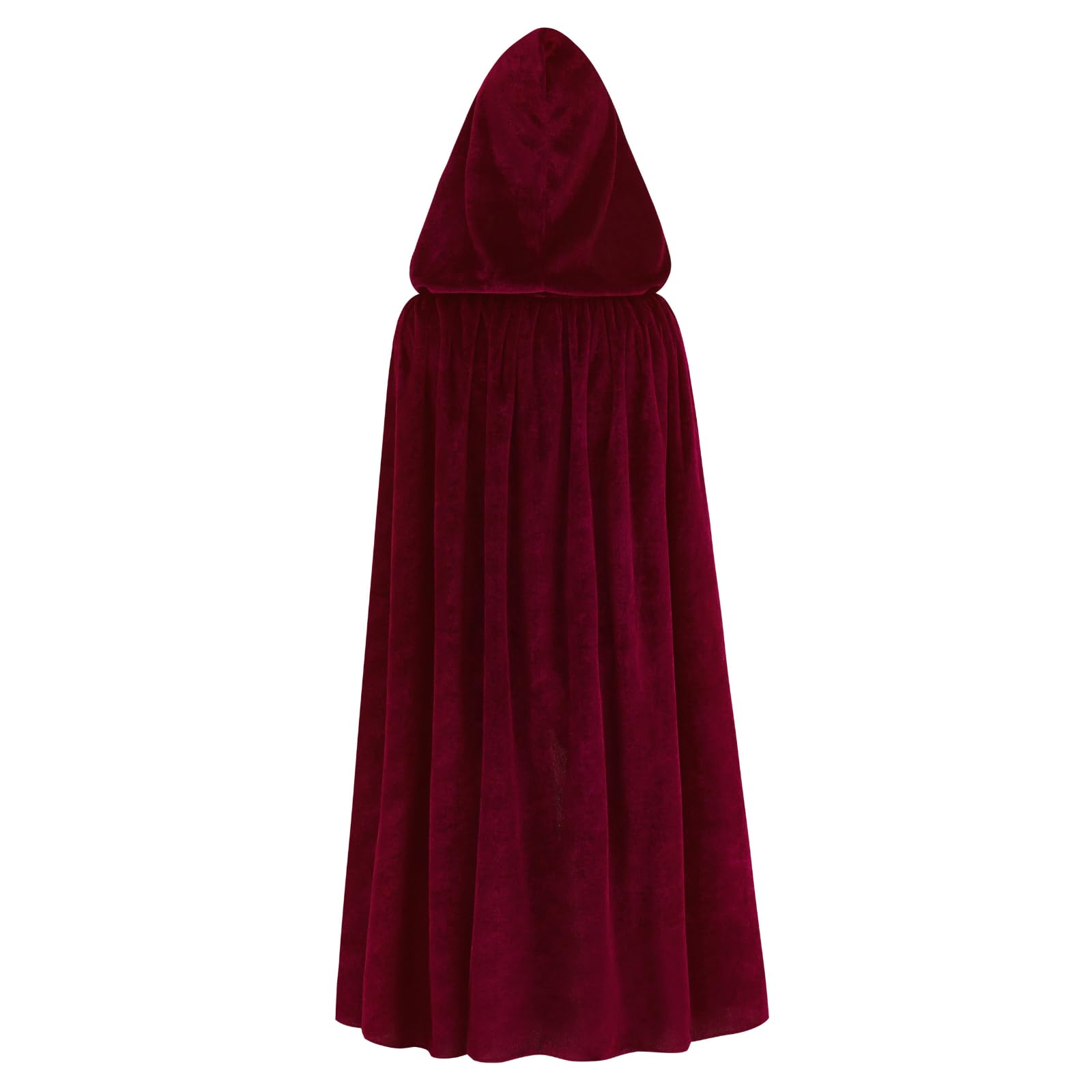 RRCBMD Adults Velvet Hooded Cape for Men Women Medieval Renaissance Unisex Cloak with Hood Wine Red Halloween Cosplay Costume 39.3inch - Image 2