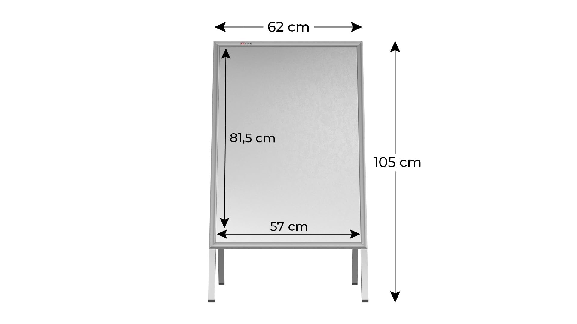 ALLboards Chevalet Porte-Affiche Double Face Cadre en Aluminium Gris – Format A1