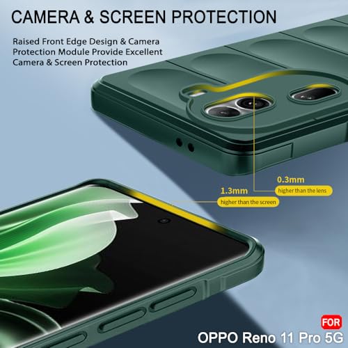 Image of TheGiftKart Liquid Silicon Back Cover Case for Oppo Reno 11 PRO 5G | ShockProof Military Grade Protection | Micro-Fibre Cloth On Inner Side | Anti-Slip Grip Oppo Reno 11 PRO 5G Back Cover (TPU, Green)