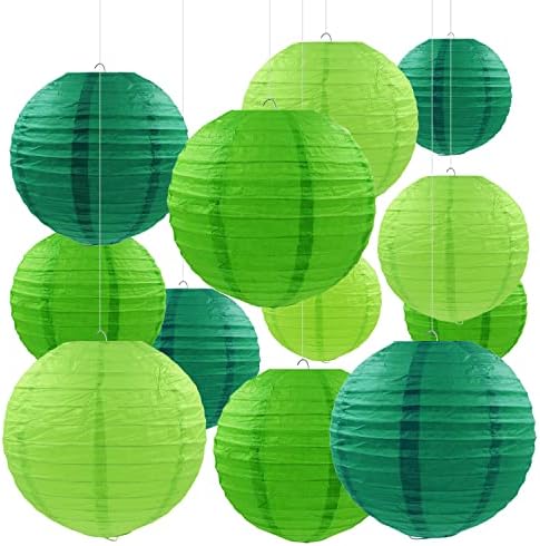 PheiLa 12 Pcs Green Party Paper Lanterns Green Party Supplies Round Chinese Paper Lanterns for Spring Theme Party Birthday Baby Shower Graduation Wedding Irish Party Saint Patricks Day Decor