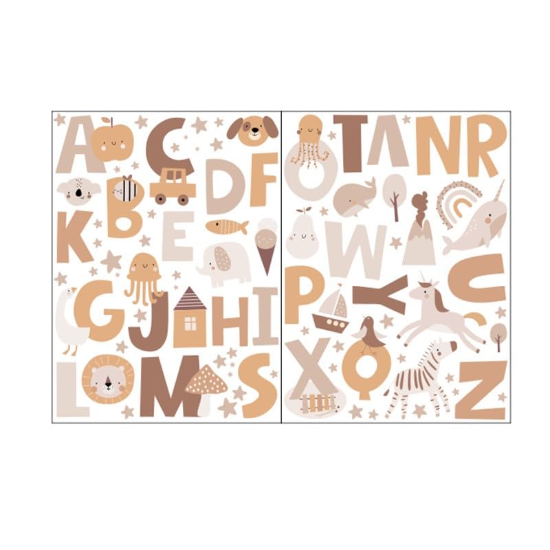 Vomika Animal Alphabet Wall Art Decals, 26 Uppercase Alphabet Letter Wall Stickers with Cute Animals - Image 2