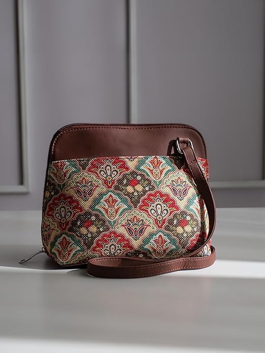 Printed Vegan Leather Sling Bag for Women – Stylish Crossbody Handbag with Adjustable Strap, Lightweight Purse for Travel & Everyday Use