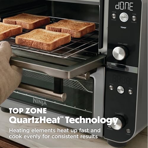 Image of Ninja Double Oven Pro Smart XL Countertop Oven & Air Fryer | 30.2 Qt Capacity | 12-in-1 with Smart Finish & DualZone Tech to Cook 2 Meals at Once | Fits up to 4.5lb Chicken | Stainless Steel | DCT801