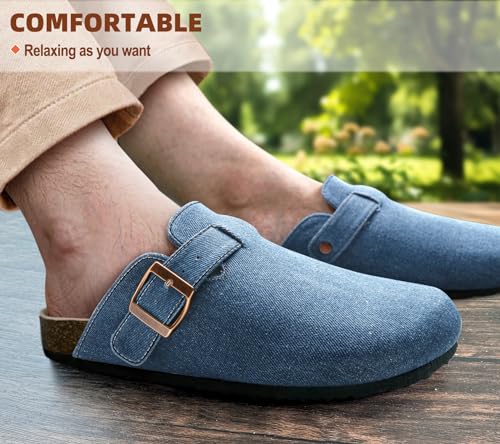 Image of BULLIANT Women Clogs-Fleece-Lined Suede Mules Slippers Nurse Shoes Unisex-Memory Foam Arch Support Cork-Footbed