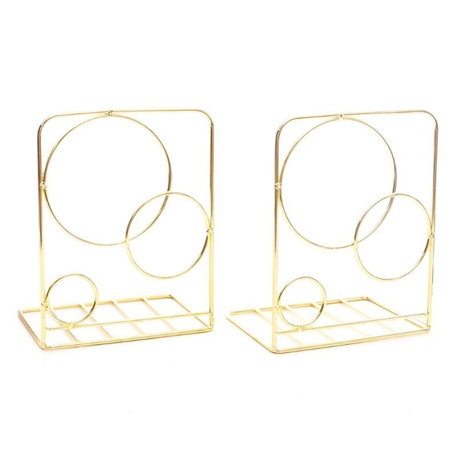 聽Fermalibri da Ufficio, 2 Pezzi, fermalibri da scrivania in Metallo, Rotondi, con Supporto per mensola, Organizer per Libri, Materiale Scolastico per Ufficio (Colore: Rosa) (Oro)