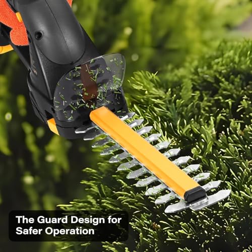 Cordless Hedge Trimmer (Tool Only), Compatible with DeWalt 20V MAX Battery, 2-in-1 Cordless Grass Shear 1500RPM, 3.3 lbs Handheld Shrub Clipper with Battery Protection, 8" & 4.7" Blades (Black) - Image 5