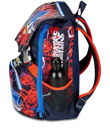 Mochila escolar extensible Sonic Prime con bolsillo porta botella para niño multicolor 7