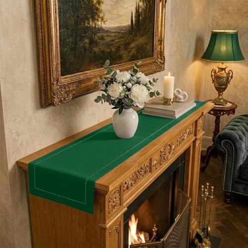 Signature Linen™ by D'Moksha, 100% Linen Eden Green Table Runner 14x60 in
