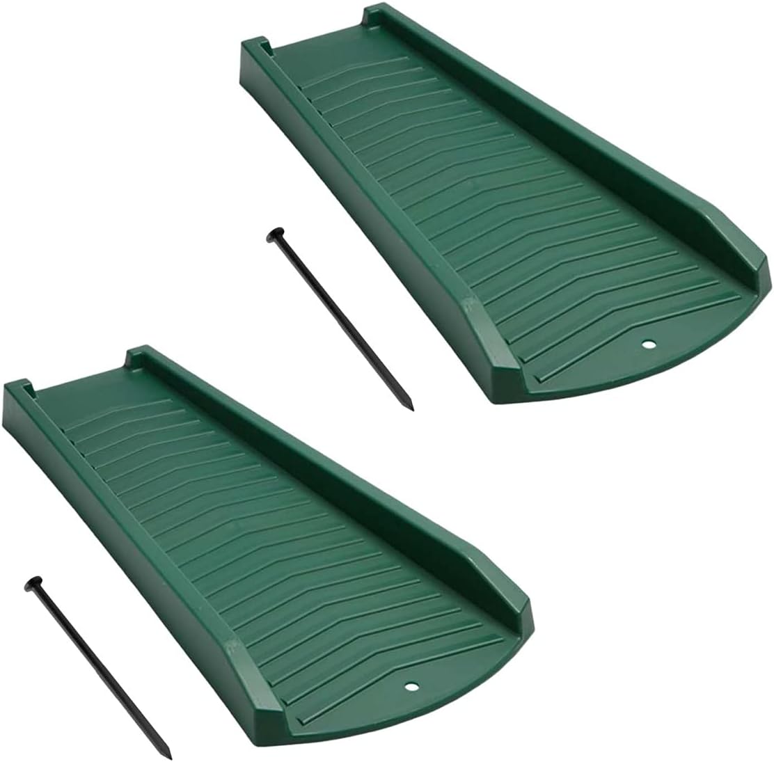 2-Pack Decorative Downspout Green Splash Block Rain Gutter Drain Extender, 2-Pack with Stakes, 301212-2PK-STAKES