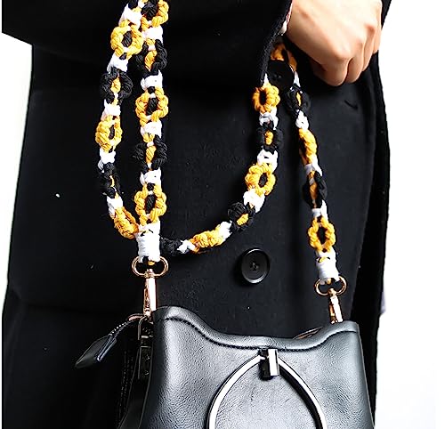 Image of Handmade Woven Cotton Rope Flower Shoulder Strap Bag Strap Purse Strap Crossbody Replacement Strap