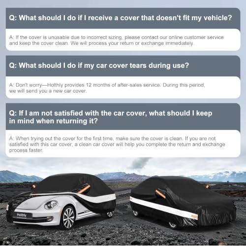 Image of 10 Layers Sedan /Coupe Car Cover Custom Fit for Volkswagen Beetle (1938-2019), Waterproof All Weather for Automobiles, Outdoor Full Cover Sun Dust Rain Protection with Cotton. Black