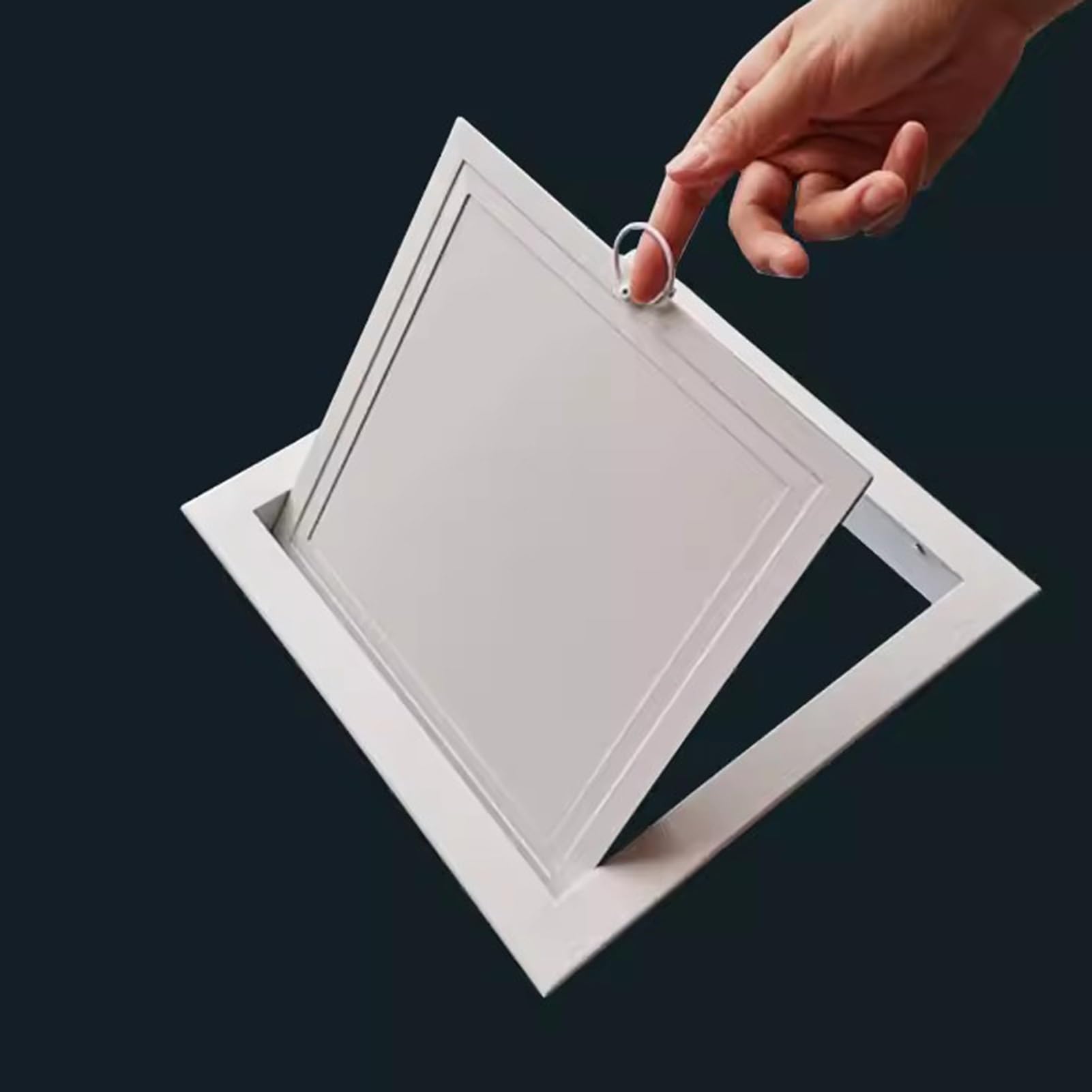 12x12", 14x14" White Inspection Door with Ring Pull, Aluminum Wall Access Panel, Outdoor BBQ Access Door for Hospital, School, Hotel(10x10in/25.4x25.4cm)