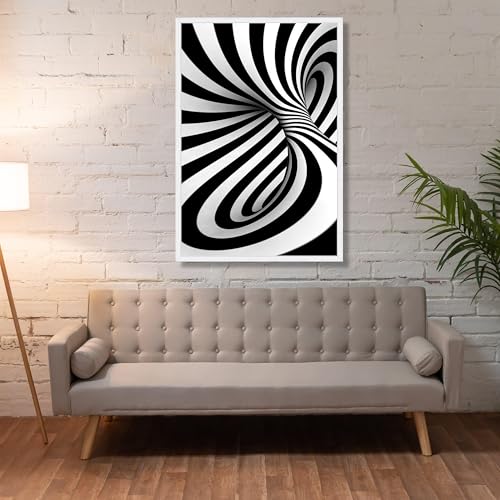 Toile effet d'optique noir et blanc grand format 80x110 - 4