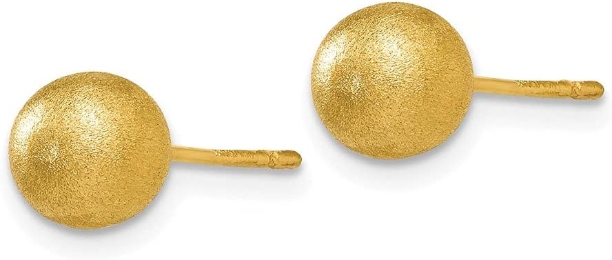 Diamond2Deal 14k Yellow Gold Satin Ball Stud Earrings (L- 0.24 in, W- 0.24 in)