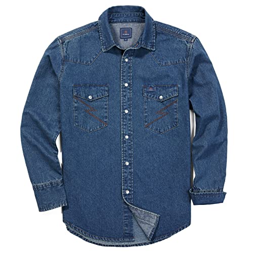 HISEA Men's Long Sleeve Denim Work Shirt