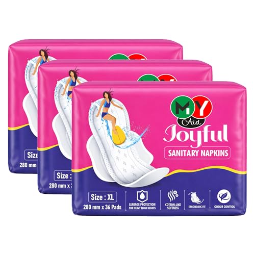Image of JOYFUL Sanitary Pads for Women - 108 Pieces | Soft, Comfortable, Leak-Proof, Rash-Free & Odour Control Pads