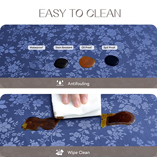 Image of Romanstile Waterproof Vinyl Tablecloth Rectangle, 60 x 120 Inch, Rose Navy Blue
