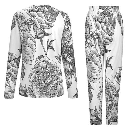 Ensemble de pyjama femme esquisse de fleurs sleepwear manches longues et pantalon