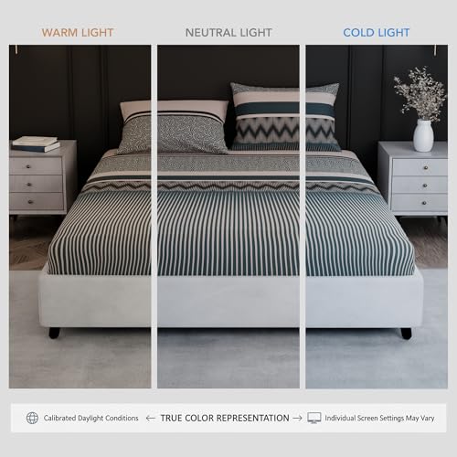 Image of BLISSHOME SoftTouch 150TC Cotton King Size Fitted Bedsheet with 2 Pillow Covers, Silky Smooth Bedding Set, Breathable, Easy Maintain, Geometric Pattern - Light Green (183cm x 198cm + 25cm Drop)