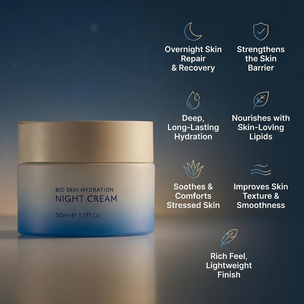 SEACRET Bio Skin Hydration Night Cream - Bio-Fermented Dead Sea Minerals with Niacinamide, Jojoba & Argan Oil - Deep Overnight Non-Greasy Hydration and Repair for Firmer, Renewed Skin, 1.7 fl oz - Image 6