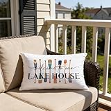awdschkj Lake House Decor Pillow Cover 12x20, Rustic Spring Summer Nautical Boat Oar Lakehouse Decorative Pillow Cover for Cabin Lodge Home Bedroom Living Room
