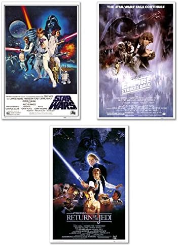 Star Wars Episode IV, V & VI - 3 Piece Movie Poster/Print Set (3 Regular Style Posters) (Size: 24 inches x 36 inches Each) (Clear Poster Hanger)