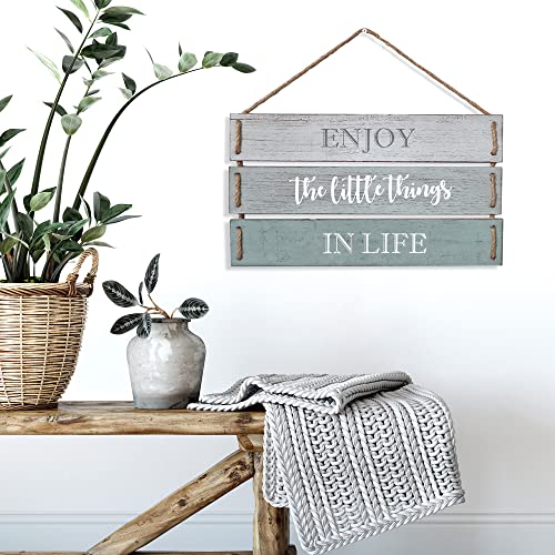 Barnyard Designs Enjoy The Little Things In Life Quote Wall Decor, Decorative Wood Plank Hanging Sign 17” X 10.25” #TOP1