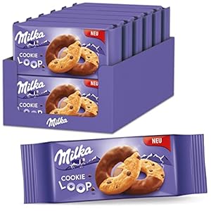 Milka Cookie Loop 12 x 154g, Ringförmige Kekse mit Alpenmilch Schokoladenstückchen