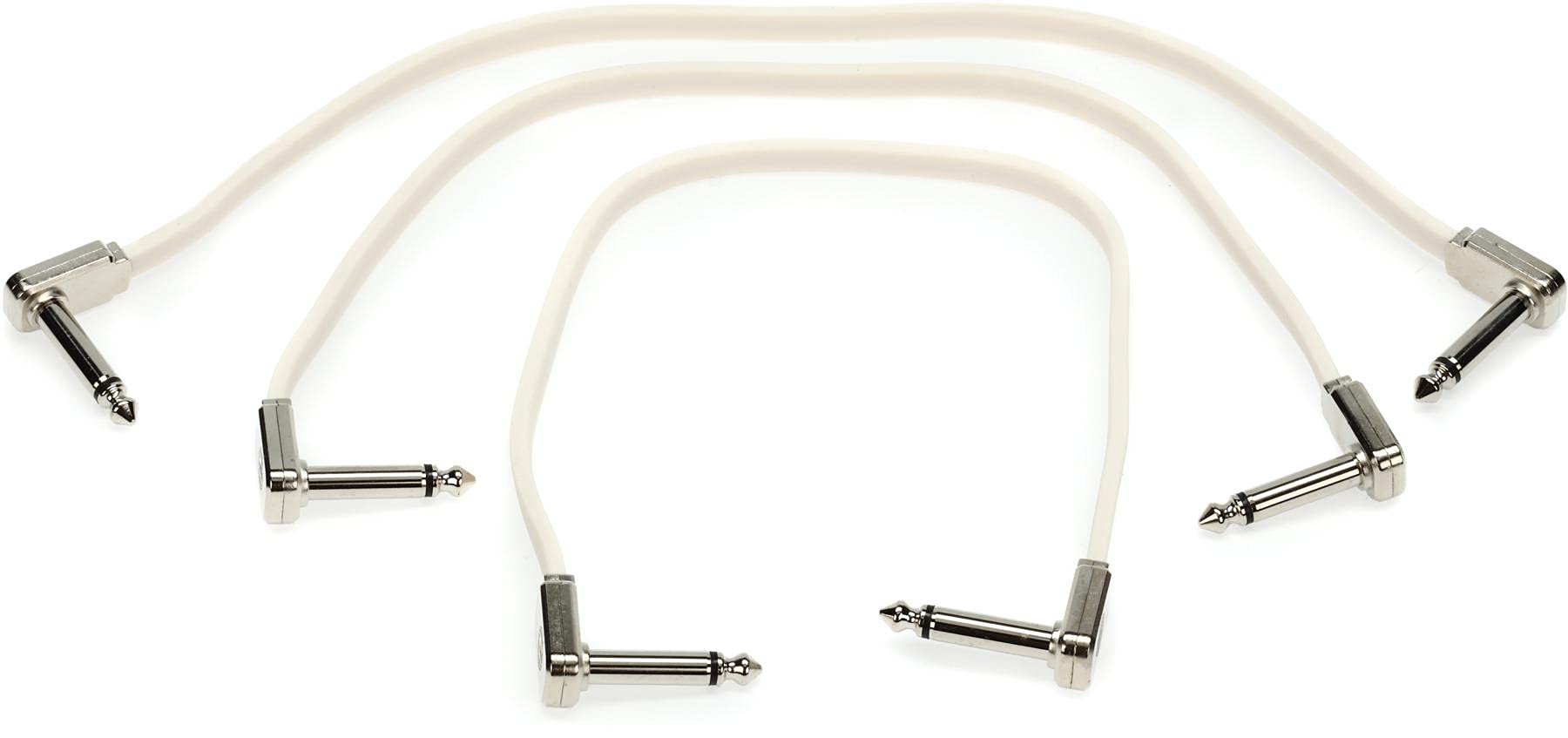 Ernie Ball Flat Ribbon Patch Cable 3-Pack, 12in, White (P06386)