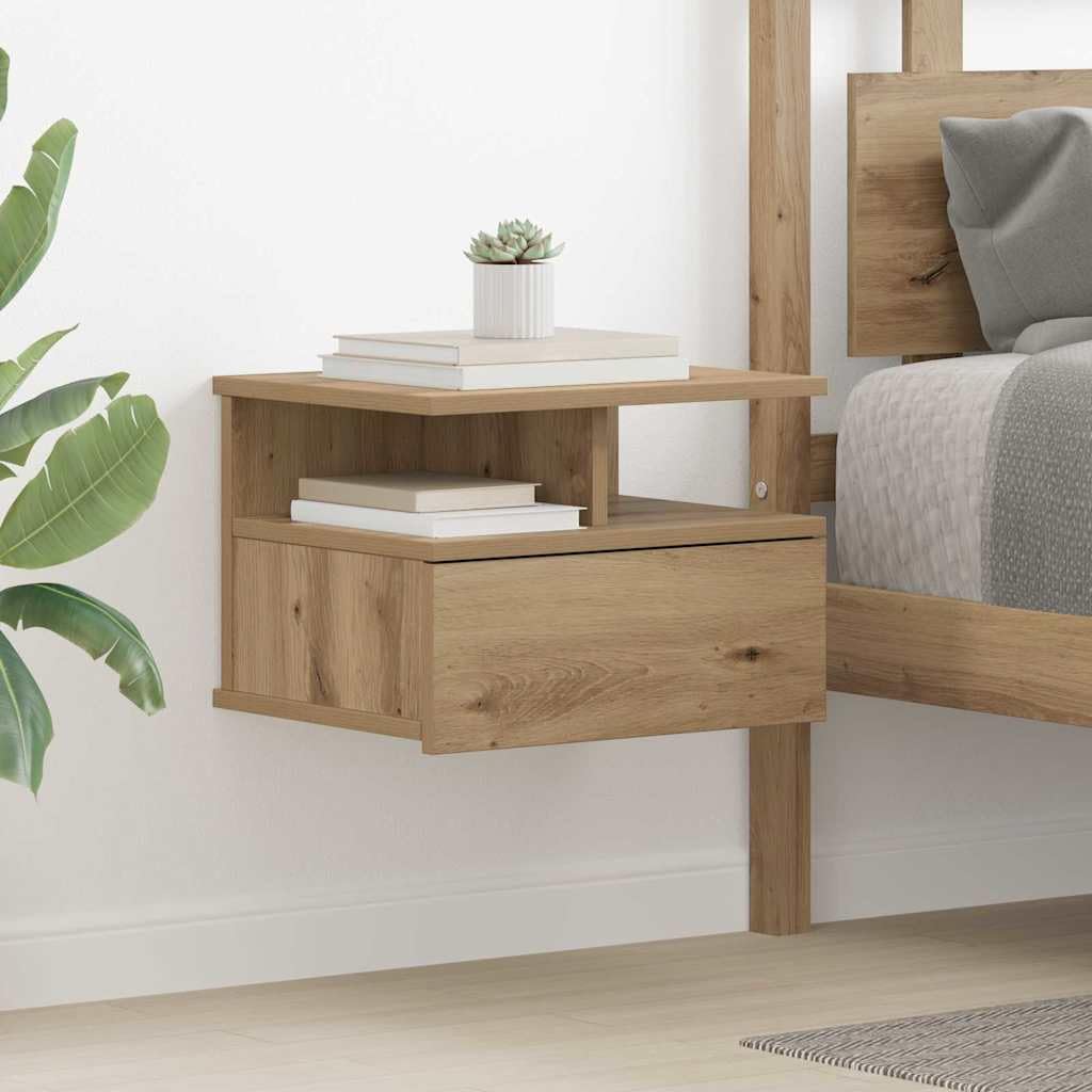 Table de chevet flottante pour chambre d'enfant et suite parentale en chêne chaleureux