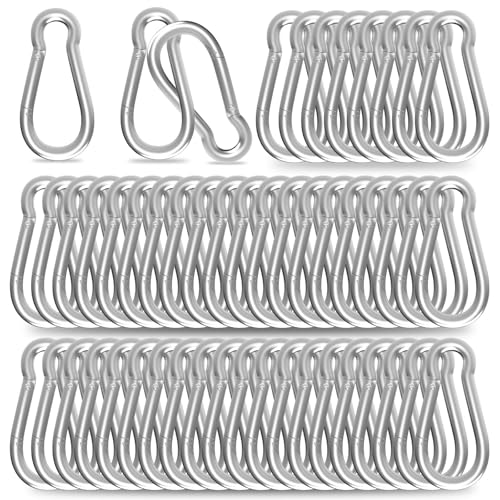 High-PQ Carabiner, Heavy Duty Galvanized Steel Spring Snap Hook Carabiner Clips with 220LBS Holding Capacity, Ideal for Outdoor, Hammock, Swing and Travel (M5 2Inch, 50PCS)