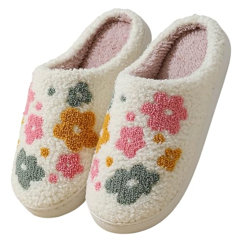 House Slippers for Women Memory Foam Comfort Non-Slip Fluffy Slippers Cozy Soft Plush Fleece Lined Cute Slip On Warm Shoes Indoor and Outdoor