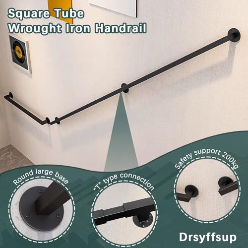 Rambarde d'escalier de 3,35 m avec kit de fixation murale complet - 3