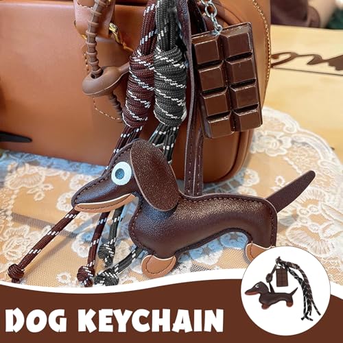 ZhongShuang Taschenanhänger,Bag Charms,Dackel Schlüsselanhänger,Einschließlich Welpe Und Schokoladen-Hanfseil,Kann Als Schlüsselanhänger Verwendet Werden,Ein Geschenk Für Freunde